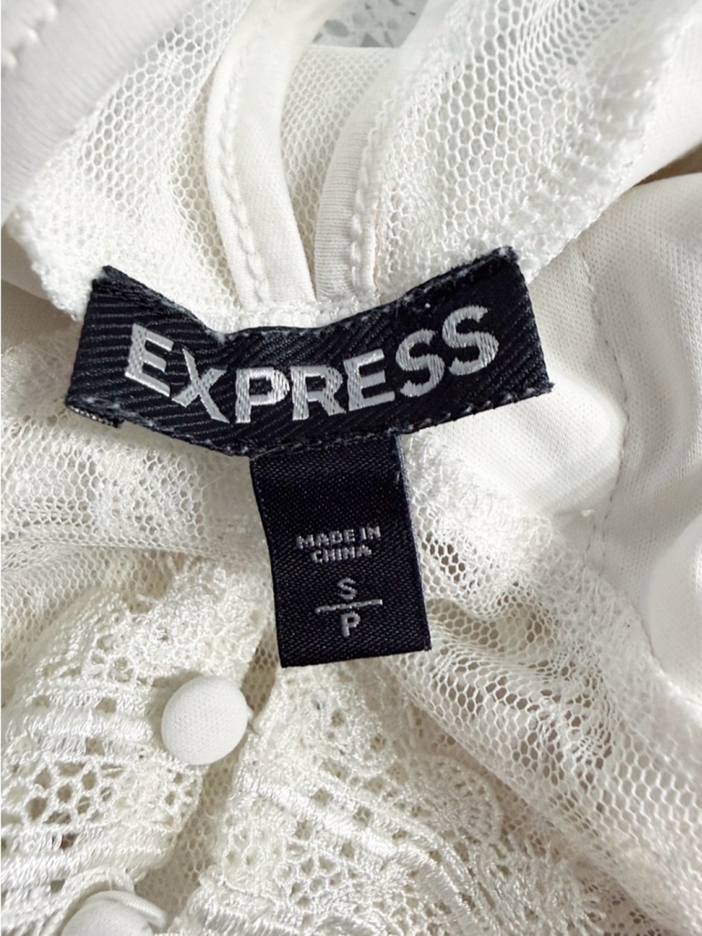 Express Lace Mock Neck Sleeveless Blouse White Size Small - Picture 4 of 7